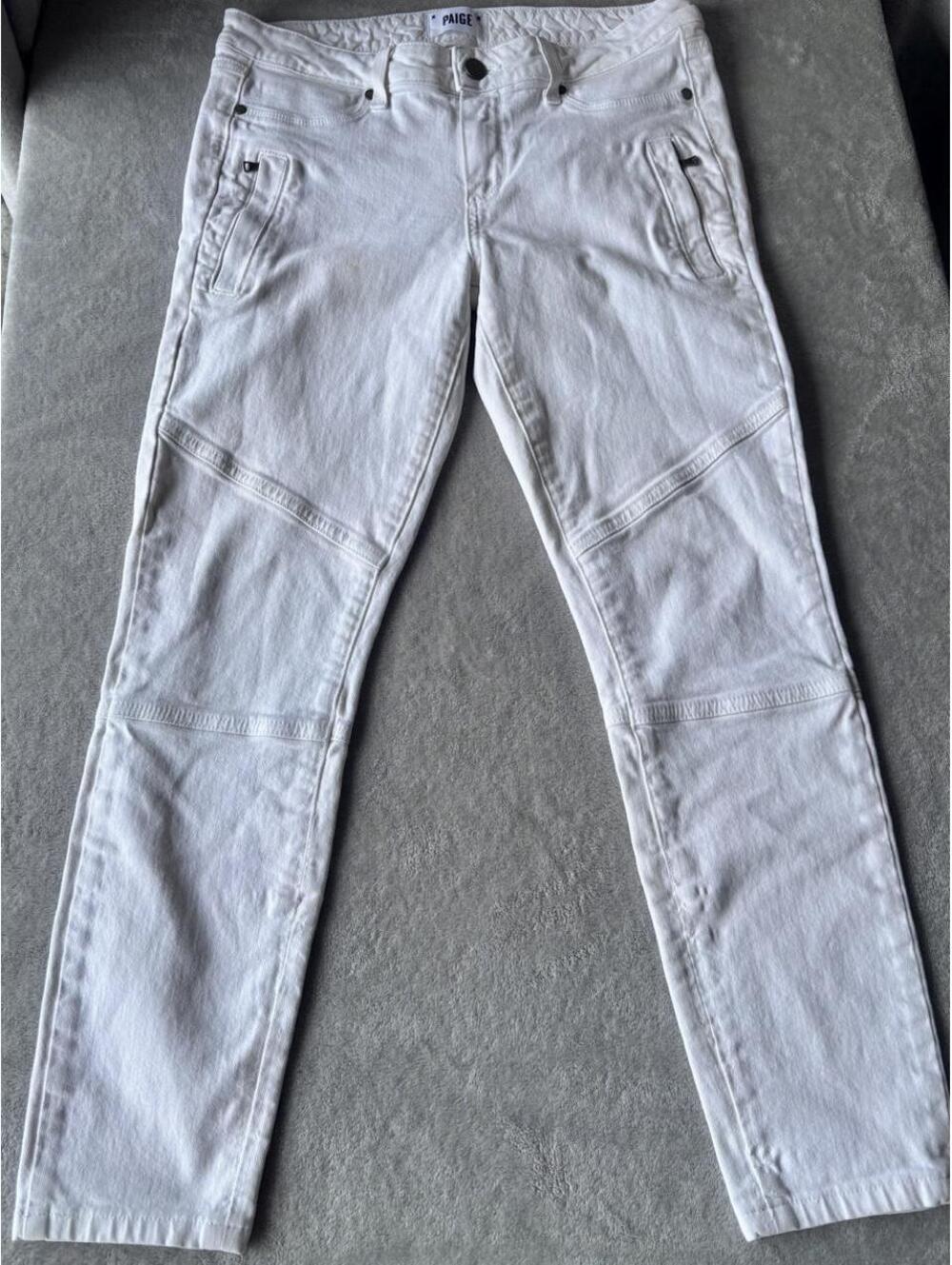 PAIGE Marley moto skinny jeans zippered front pockets paneled knee Size 29 EUC